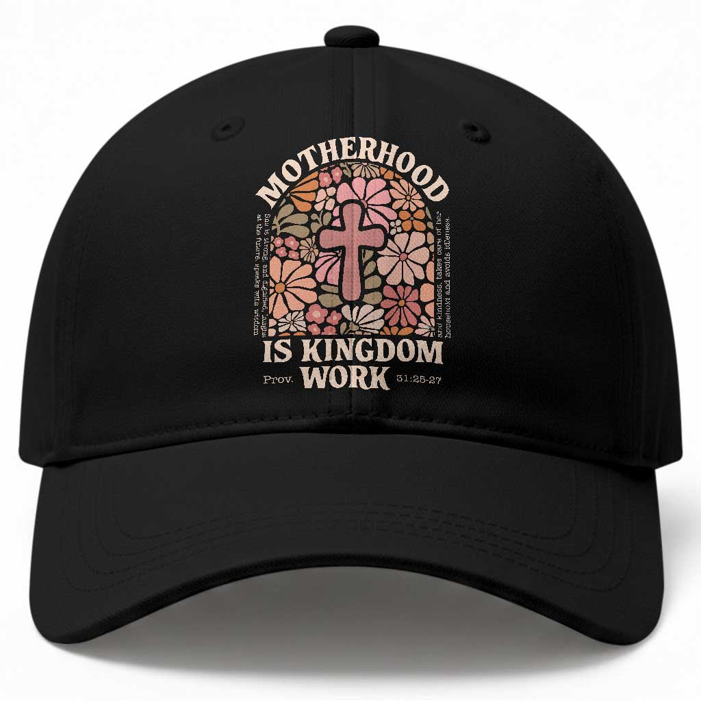 Christian Mom Baseball Cap Motherhood Is Kingdom Work Floral Mother's Day TS11 Print Your Wear