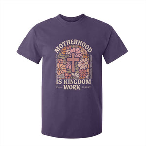 Christian Mom T Shirt For Kid Motherhood Is Kingdom Work Floral Mother's Day TS11 Purple Print Your Wear
