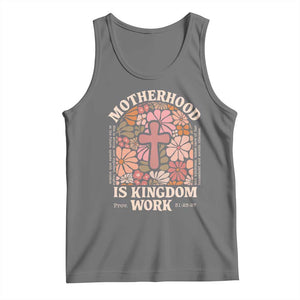 Christian Mom Tank Top Motherhood Is Kingdom Work Floral Mother's Day TS11 Black Heather Print Your Wear
