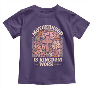 Christian Mom Toddler T Shirt Motherhood Is Kingdom Work Floral Mother's Day TS11 Purple Print Your Wear