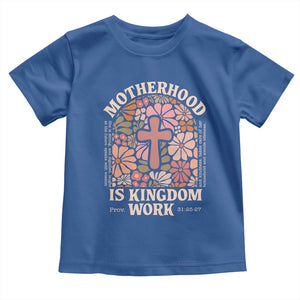 Christian Mom Toddler T Shirt Motherhood Is Kingdom Work Floral Mother's Day TS11 Royal Blue Print Your Wear