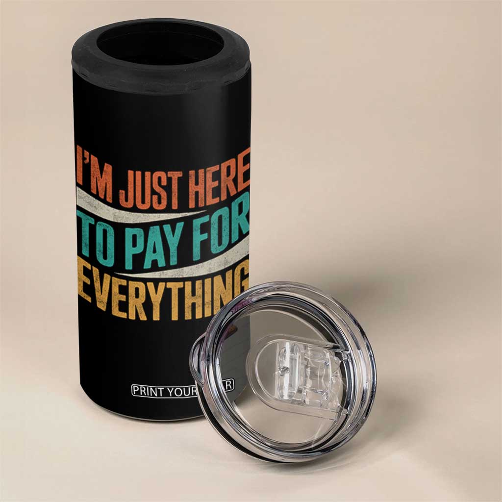 I Am Just Here To Pay For Everything 4 in 1 Can Cooler Tumbler Funny Mom Dad TS11 Print Your Wear