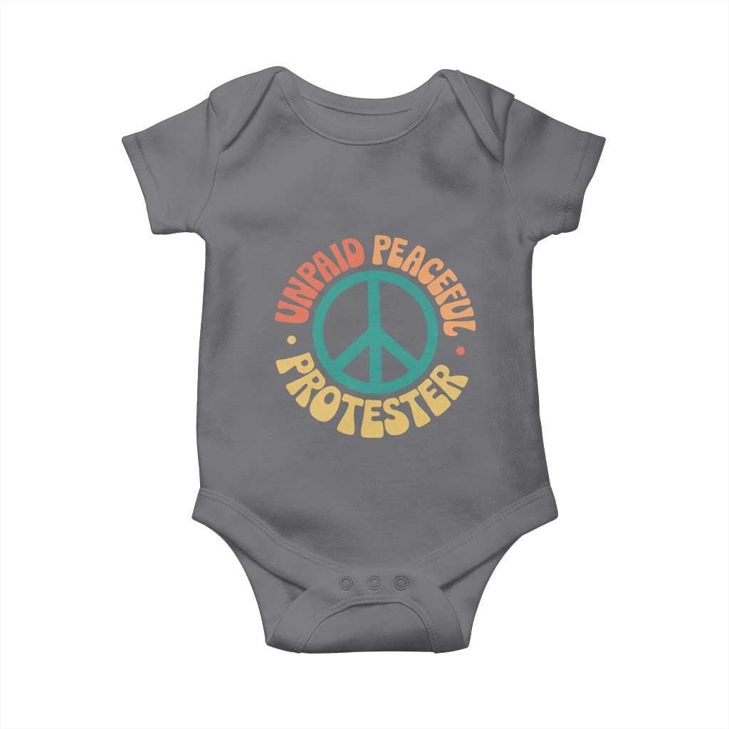 Unpaid Peaceful Protester Baby Onesie Social Justice Floral Peace Sign TS11 Charcoal Print Your Wear