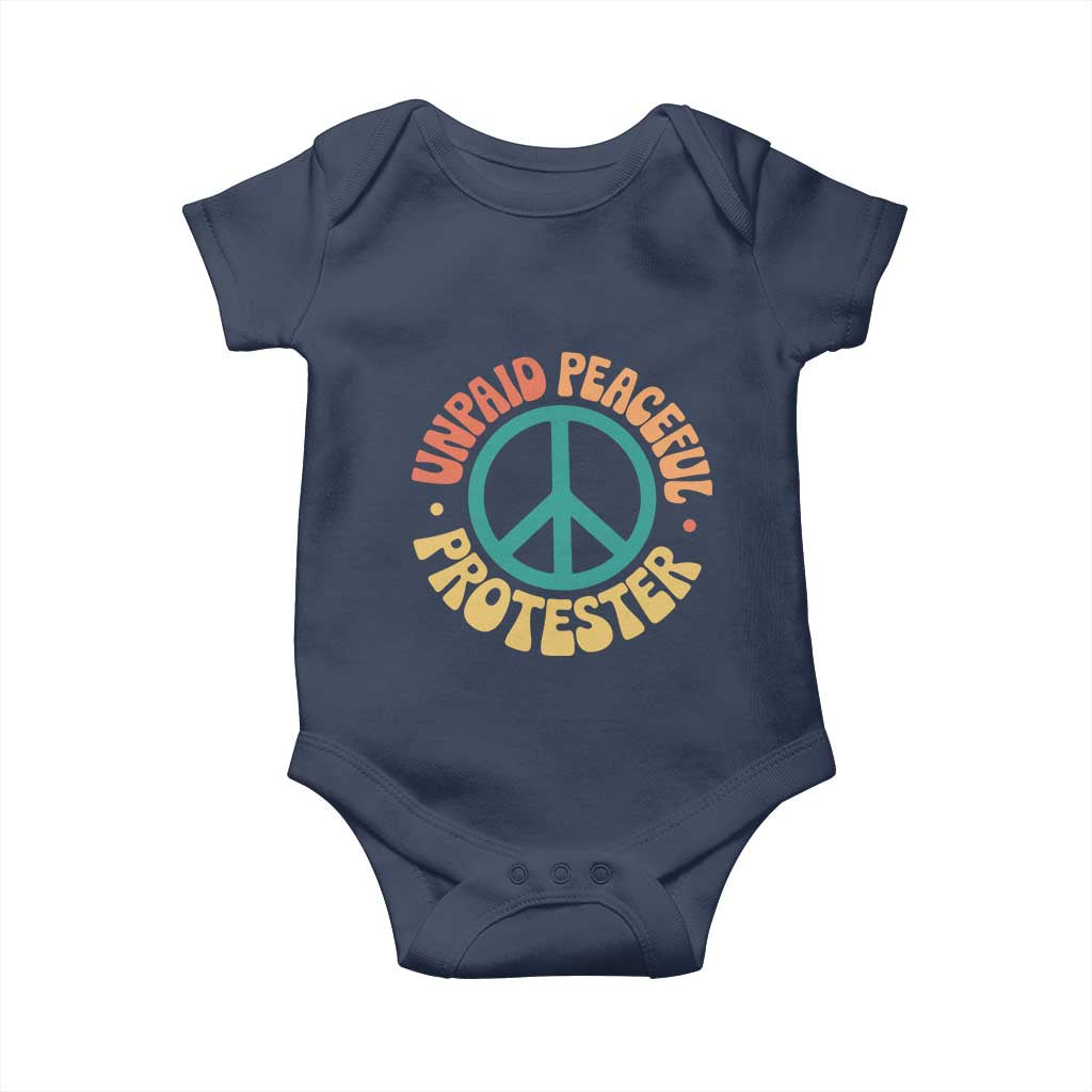 Unpaid Peaceful Protester Baby Onesie Social Justice Floral Peace Sign TS11 Navy Print Your Wear