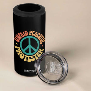 Unpaid Peaceful Protester 4 in 1 Can Cooler Tumbler Social Justice Floral Peace Sign TS11 Print Your Wear