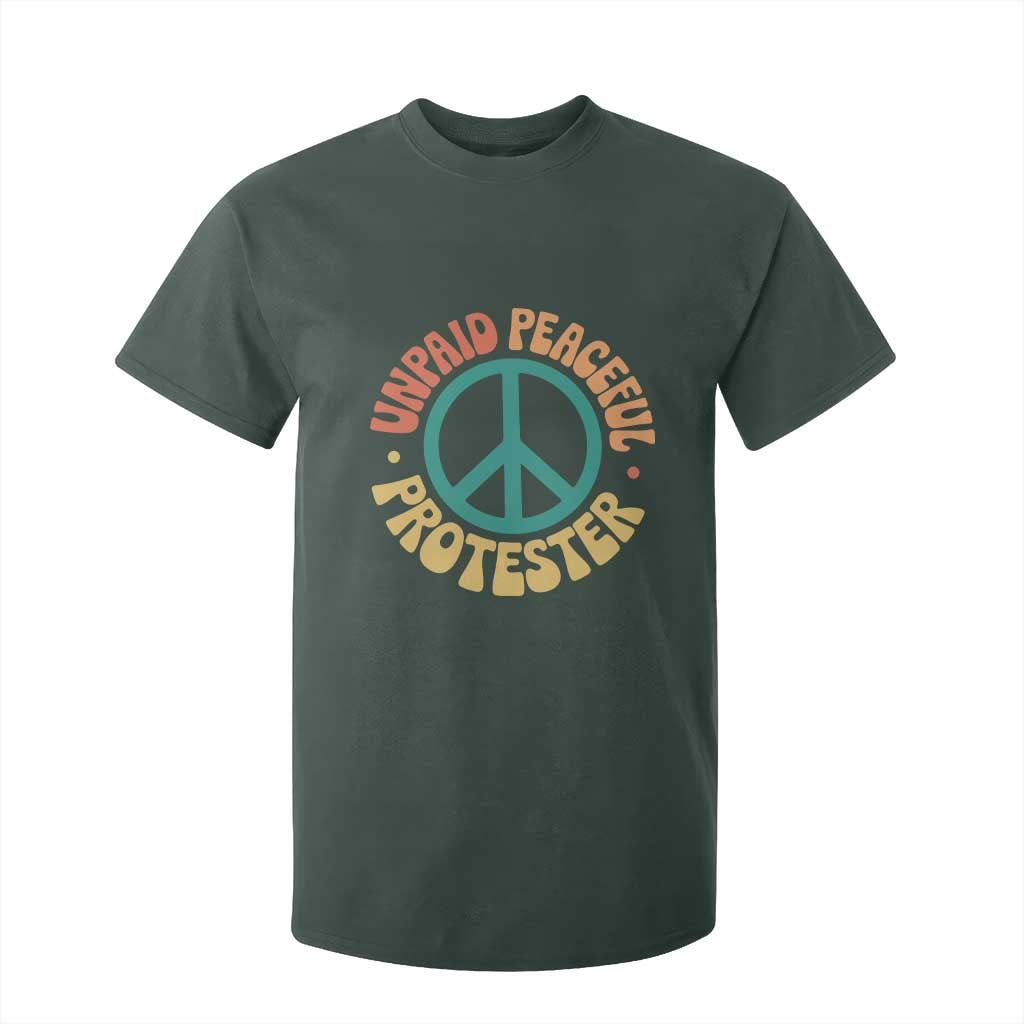 Unpaid Peaceful Protester T Shirt For Kid Social Justice Floral Peace Sign TS11 Dark Forest Green Print Your Wear