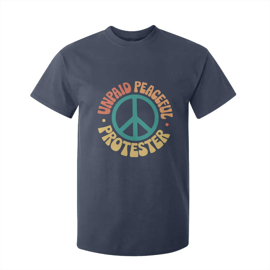 Unpaid Peaceful Protester T Shirt For Kid Social Justice Floral Peace Sign TS11 Navy Print Your Wear