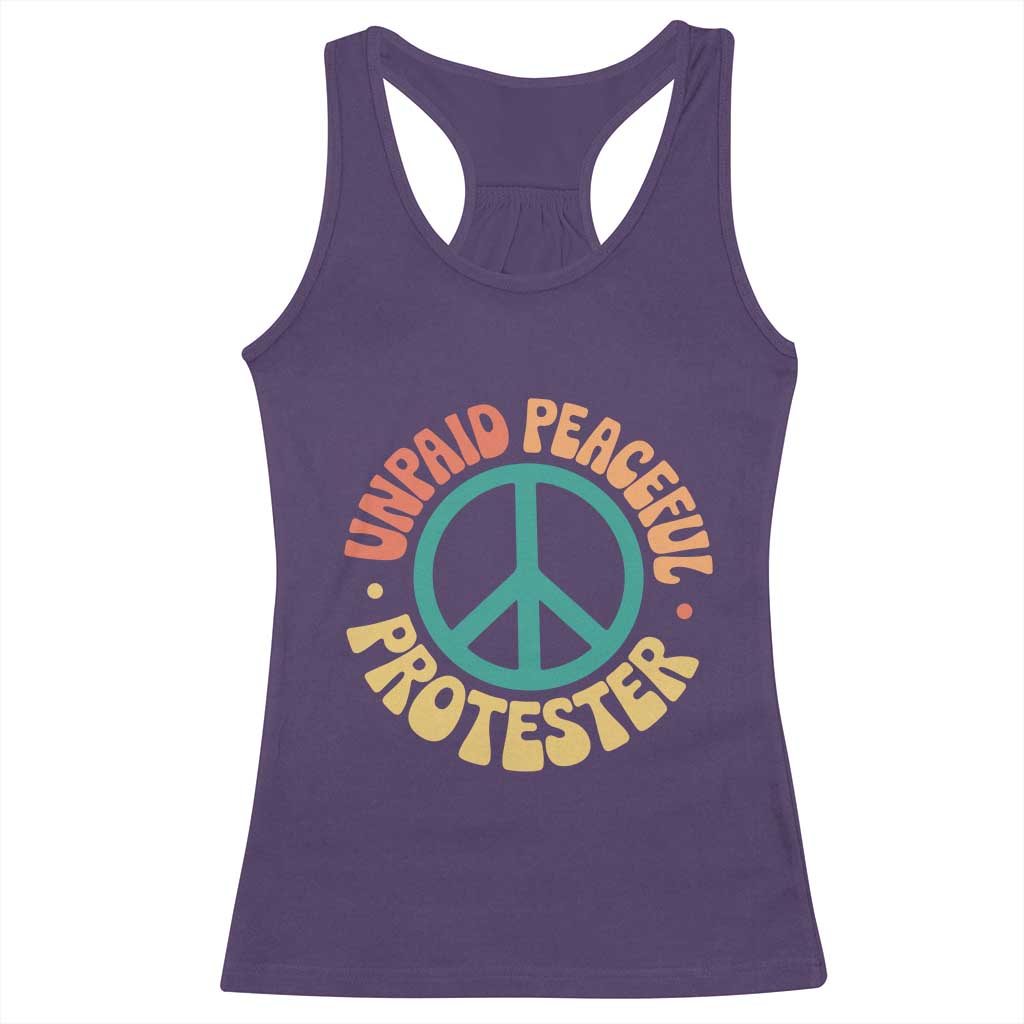 Unpaid Peaceful Protester Racerback Tank Top Social Justice Floral Peace Sign TS11 Purple Print Your Wear