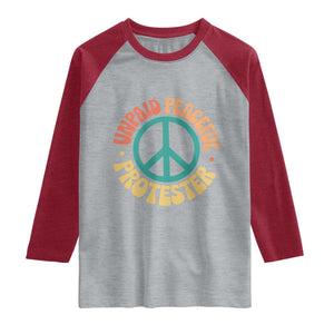Unpaid Peaceful Protester Raglan Shirt Social Justice Floral Peace Sign TS11 Heather Gray Heather Red Print Your Wear
