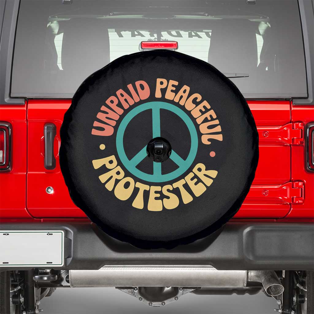 Unpaid Peaceful Protester Spare Tire Cover Social Justice Floral Peace Sign TS11 Black Print Your Wear