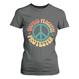 Unpaid Peaceful Protester T Shirt For Women Social Justice Floral Peace Sign TS11 Dark Heather Print Your Wear