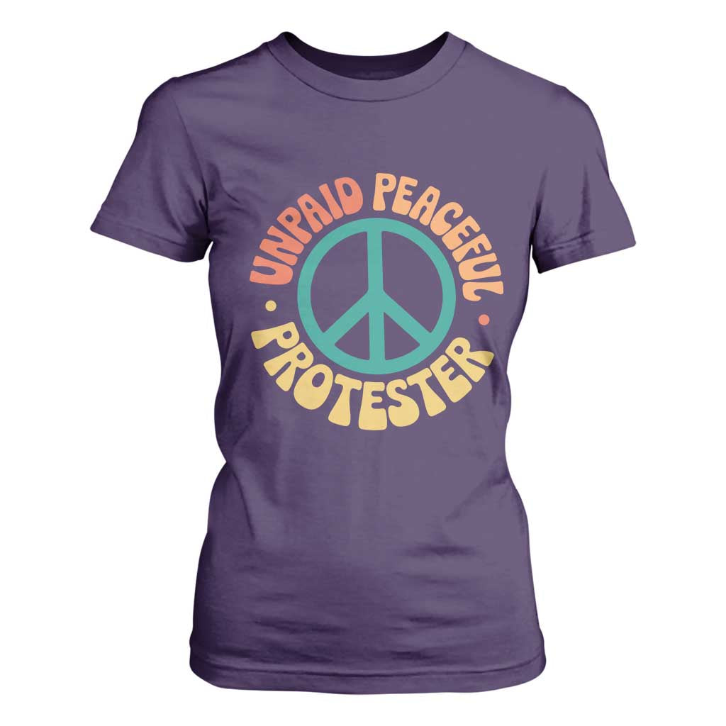 Unpaid Peaceful Protester T Shirt For Women Social Justice Floral Peace Sign TS11 Purple Print Your Wear