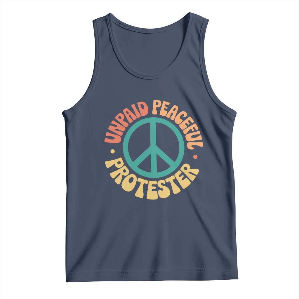 Unpaid Peaceful Protester Tank Top Social Justice Floral Peace Sign TS11 Navy Print Your Wear