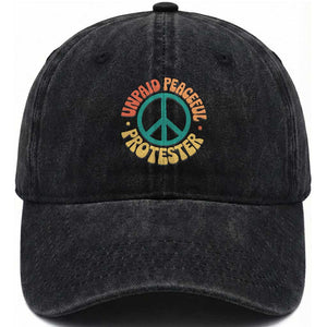 Unpaid Peaceful Protester Washed Cotton Baseball Cap Social Justice Floral Peace Sign TS11 Print Your Wear