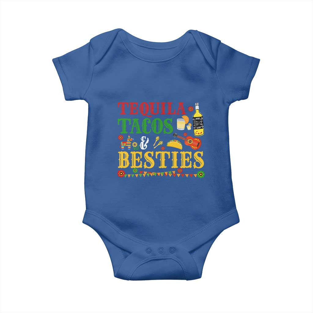 Tequila Tacos And Besties Baby Onesie Funny Mexican Fiesta Cinco De Mayo TS11 Royal Blue Print Your Wear