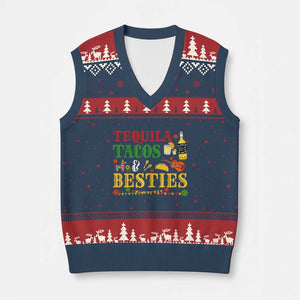 Tequila Tacos And Besties V-Neck Knit Sweater Vest Funny Mexican Fiesta Cinco De Mayo TS11 Navy Red Print Your Wear