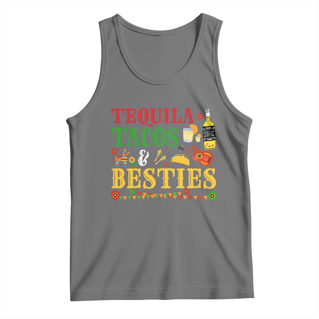 Tequila Tacos And Besties Tank Top Funny Mexican Fiesta Cinco De Mayo TS11 Black Heather Print Your Wear