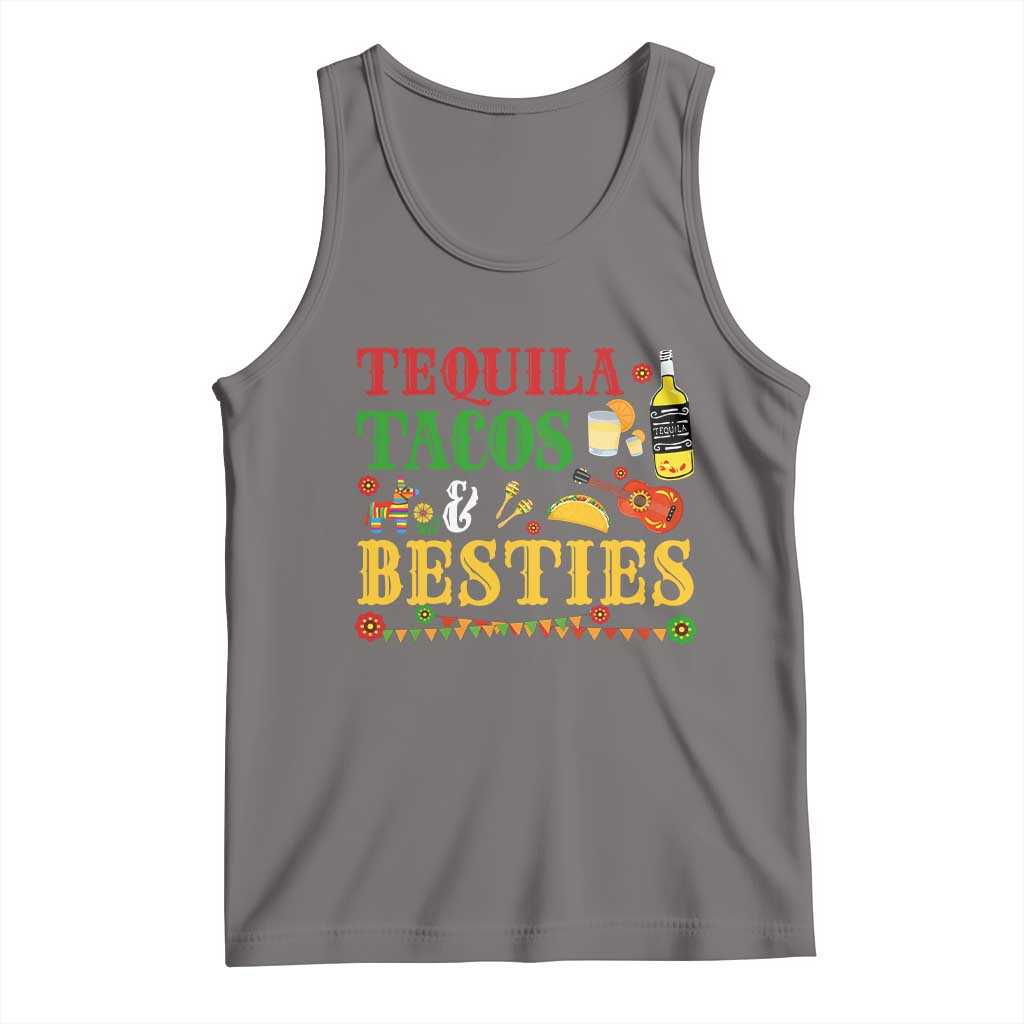 Tequila Tacos And Besties Tank Top Funny Mexican Fiesta Cinco De Mayo TS11 Deep Heather Print Your Wear