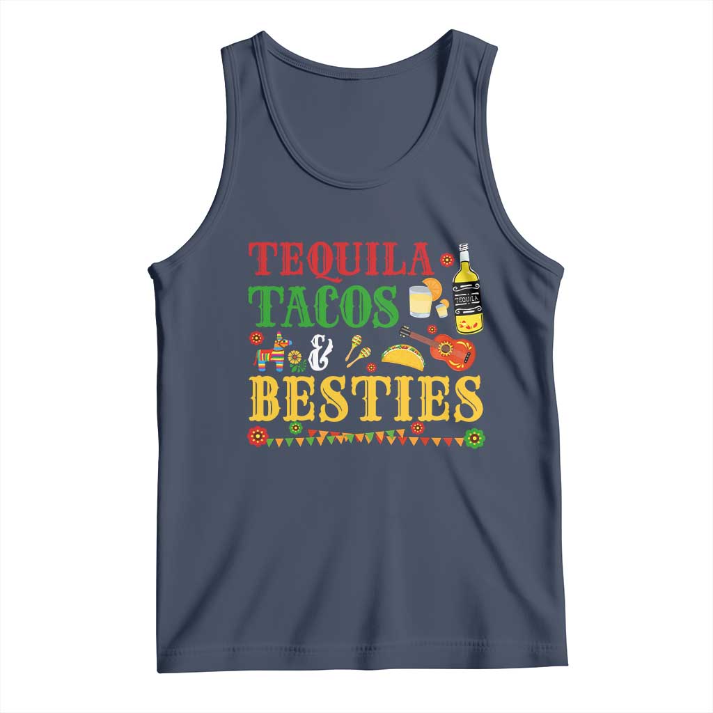 Tequila Tacos And Besties Tank Top Funny Mexican Fiesta Cinco De Mayo TS11 Navy Print Your Wear