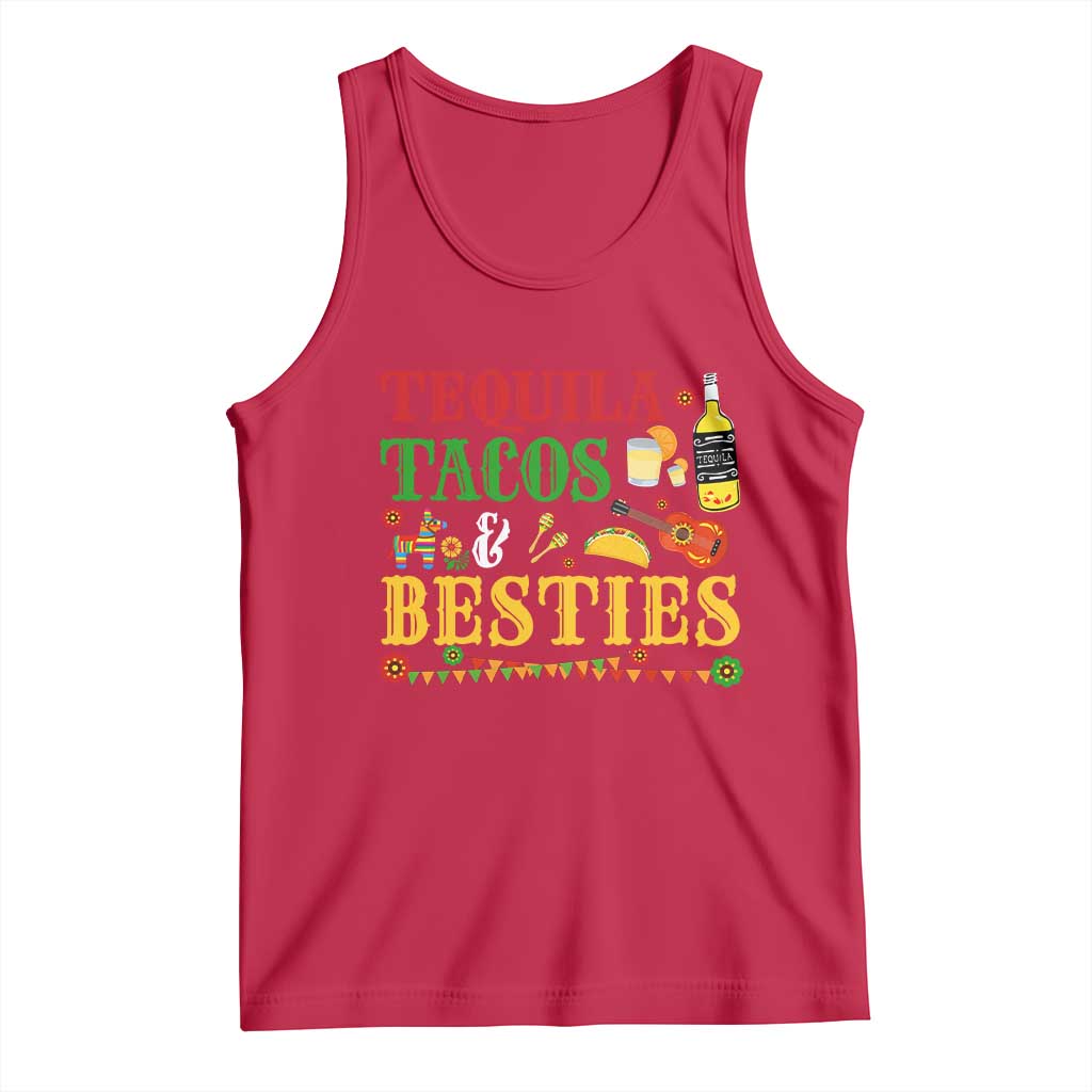 Tequila Tacos And Besties Tank Top Funny Mexican Fiesta Cinco De Mayo TS11 Red Print Your Wear