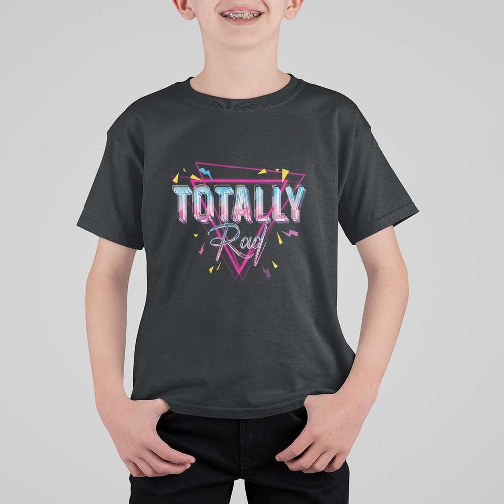 80s T Shirt For Kid Totally Rad Neon Vaporware Triangle TS11 Black Print Your Wear