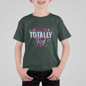 80s T Shirt For Kid Totally Rad Neon Vaporware Triangle TS11 Dark Forest Green Print Your Wear