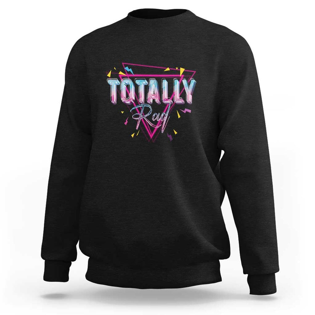 80s Sweatshirt Totally Rad Neon Vaporware Triangle TS11 Black Print Your Wear
