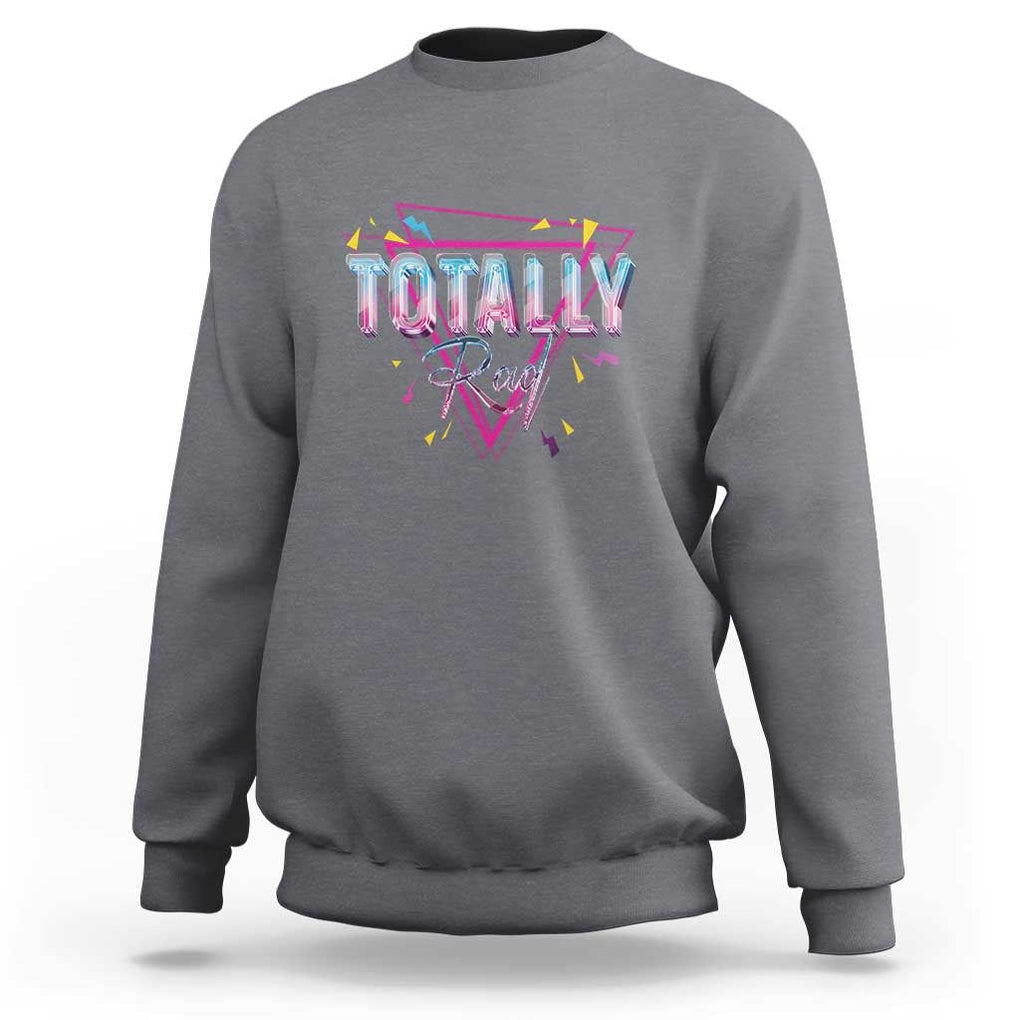 80s Sweatshirt Totally Rad Neon Vaporware Triangle TS11 Charcoal Print Your Wear