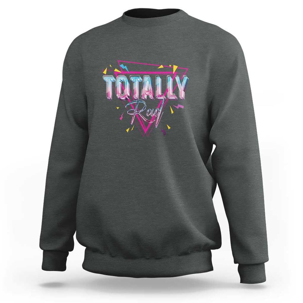 80s Sweatshirt Totally Rad Neon Vaporware Triangle TS11 Dark Heather Print Your Wear