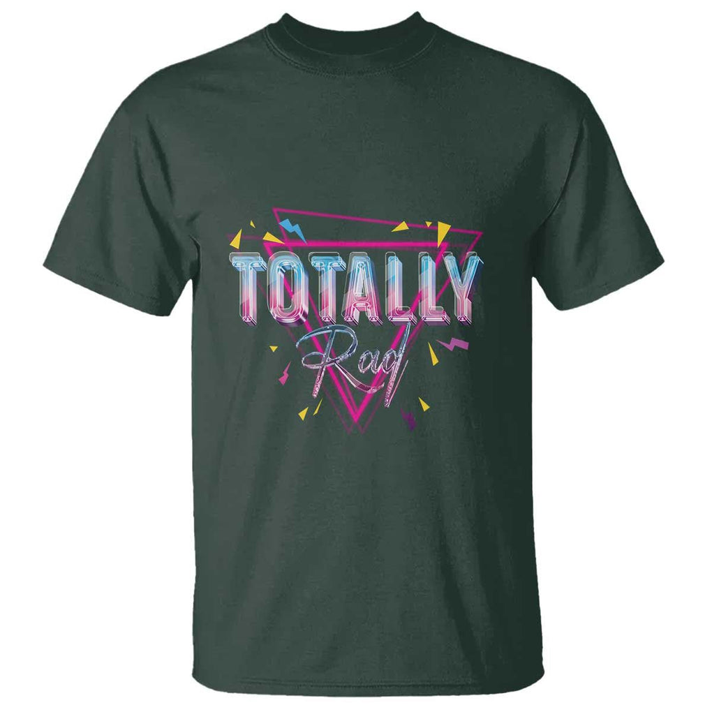 80s T Shirt Totally Rad Neon Vaporware Triangle TS11 Dark Forest Green Print Your Wear