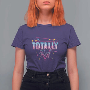 80s T Shirt For Women Totally Rad Neon Vaporware Triangle TS11 Purple Print Your Wear