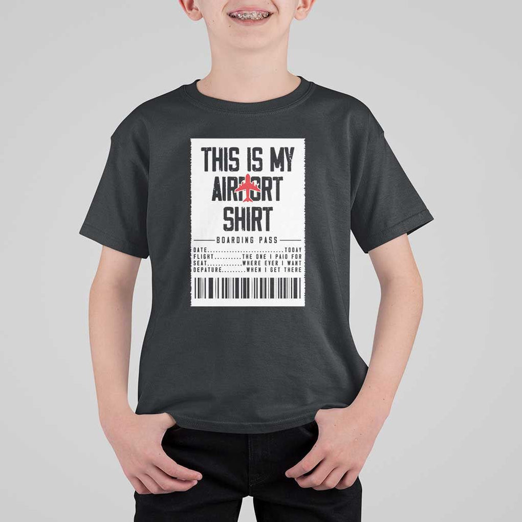 Travel Lover T Shirt For Kid This Is My Aiport Shirt Receipt Barcode TS11 Black Print Your Wear