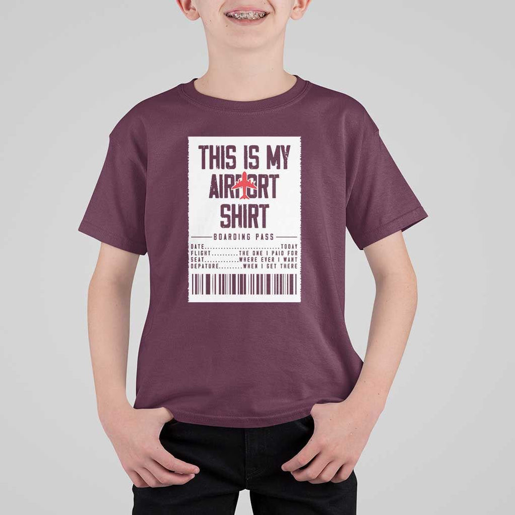 Travel Lover T Shirt For Kid This Is My Aiport Shirt Receipt Barcode TS11 Maroon Print Your Wear