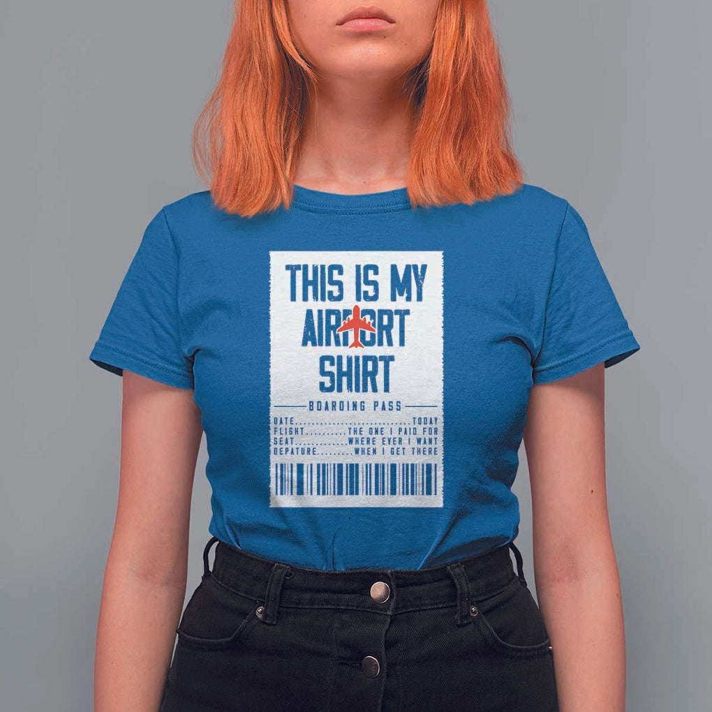 Travel Lover T Shirt For Women This Is My Aiport Shirt Receipt Barcode TS11 Royal Blue Print Your Wear