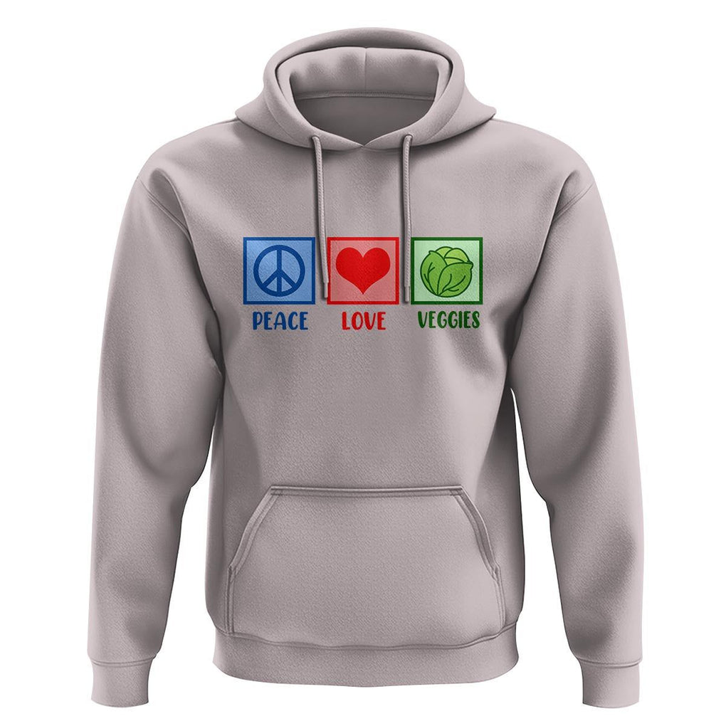 Peace Love Veggies Hoodie Vegetables Themed Funny Vegan Food TS11 Ice Gray Print Your Wear