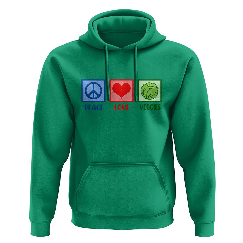 Peace Love Veggies Hoodie Vegetables Themed Funny Vegan Food TS11 Irish Green Print Your Wear