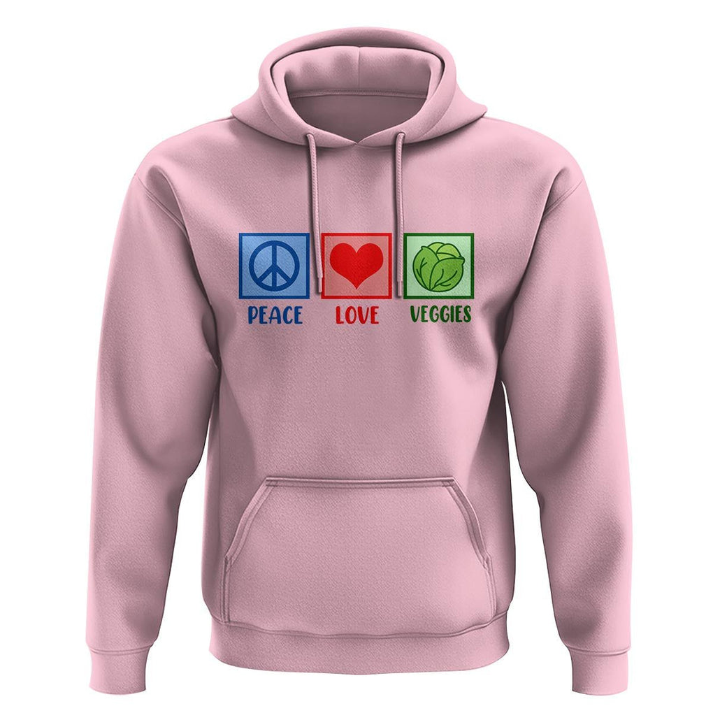 Peace Love Veggies Hoodie Vegetables Themed Funny Vegan Food TS11 Light Pink Print Your Wear