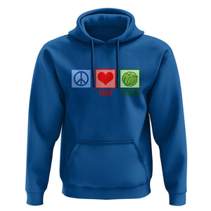 Peace Love Veggies Hoodie Vegetables Themed Funny Vegan Food TS11 Royal Blue Print Your Wear