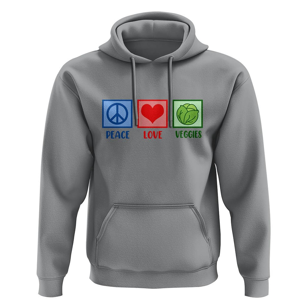 Peace Love Veggies Hoodie Vegetables Themed Funny Vegan Food TS11 Sport Gray Print Your Wear
