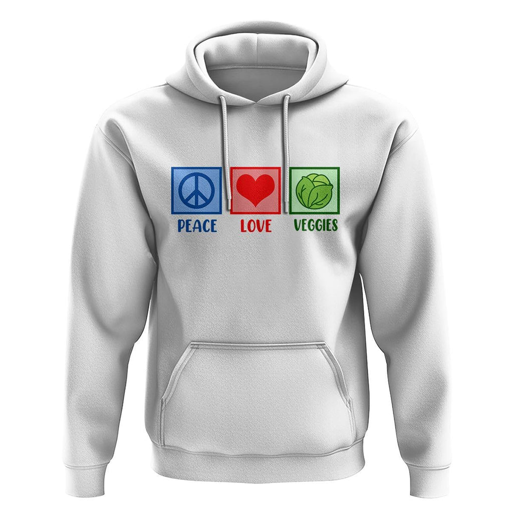 Peace Love Veggies Hoodie Vegetables Themed Funny Vegan Food TS11 White Print Your Wear