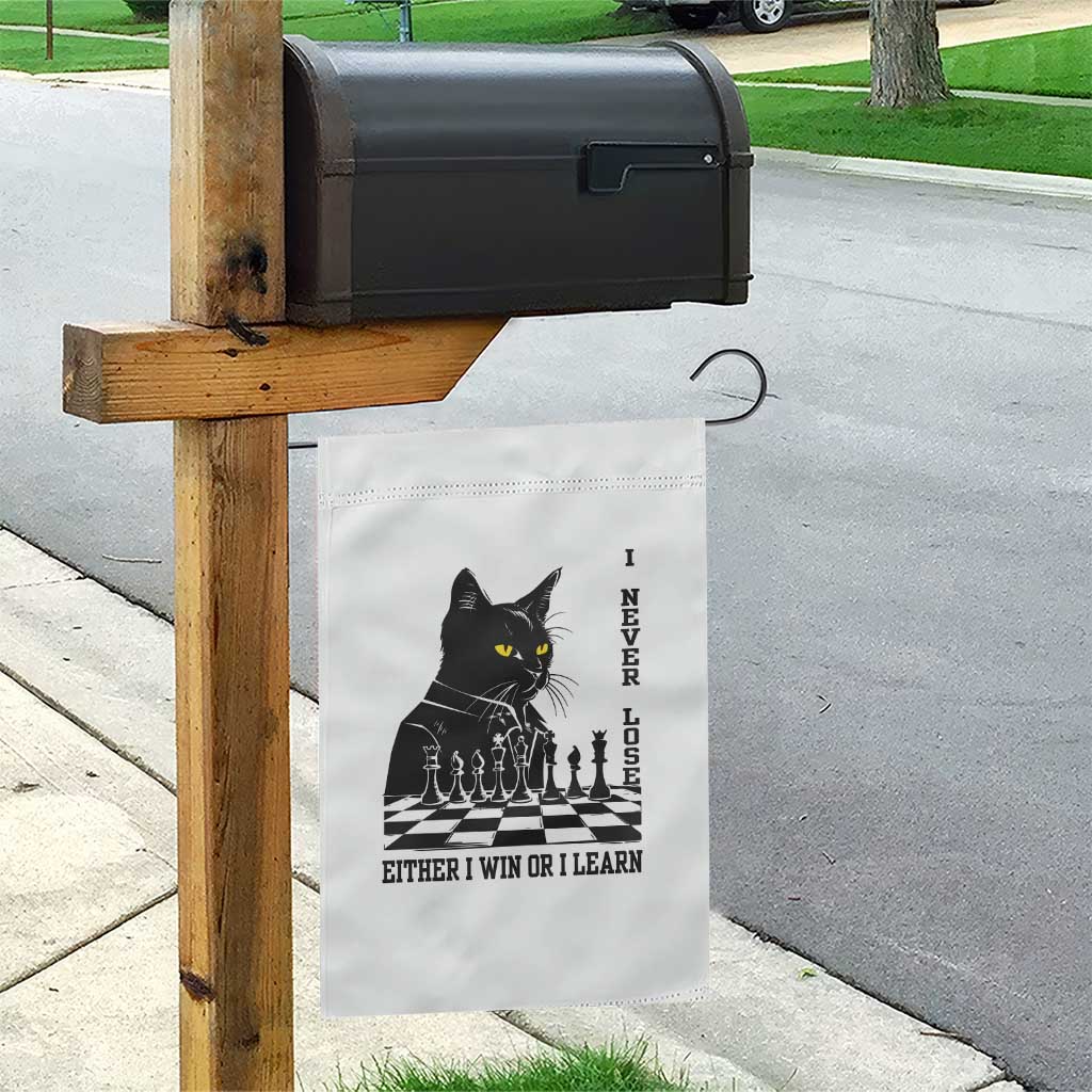 Chess Lover Garden Flag I Never Lose Either I Win Or I Learn Elegant Cool Cat
