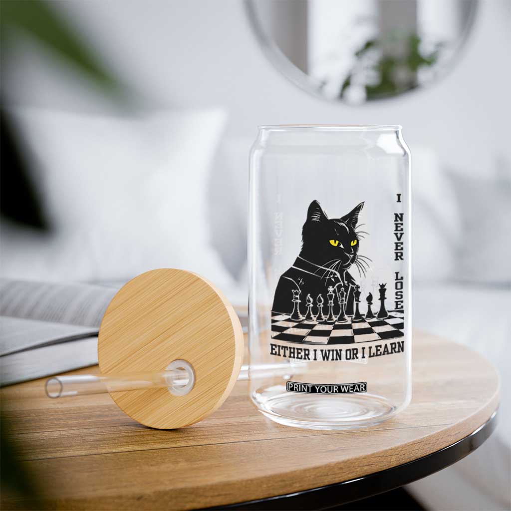 Chess Lover Glass Can I Never Lose Either I Win Or I Learn Elegant Cool Cat