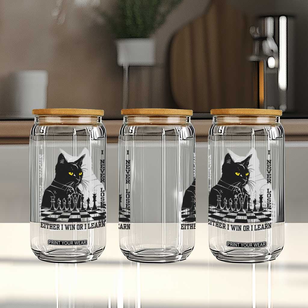 Chess Lover Glass Can I Never Lose Either I Win Or I Learn Elegant Cool Cat