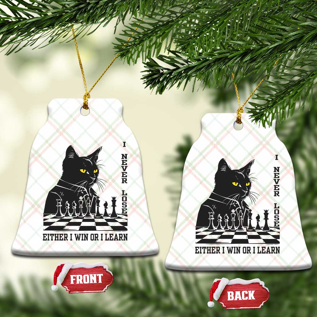 Chess Lover Ceramic Ornament I Never Lose Either I Win Or I Learn Elegant Cool Cat