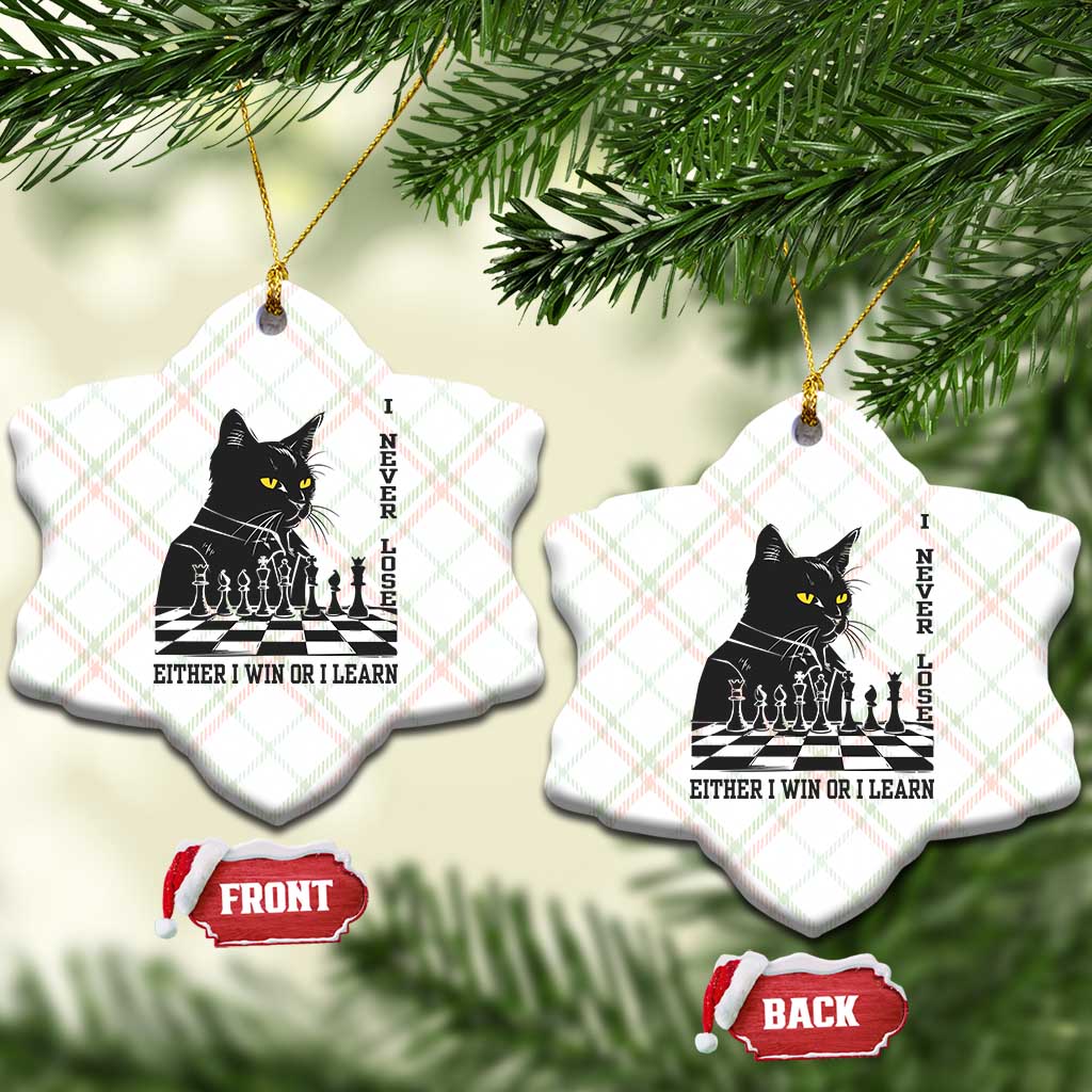 Chess Lover Ceramic Ornament I Never Lose Either I Win Or I Learn Elegant Cool Cat