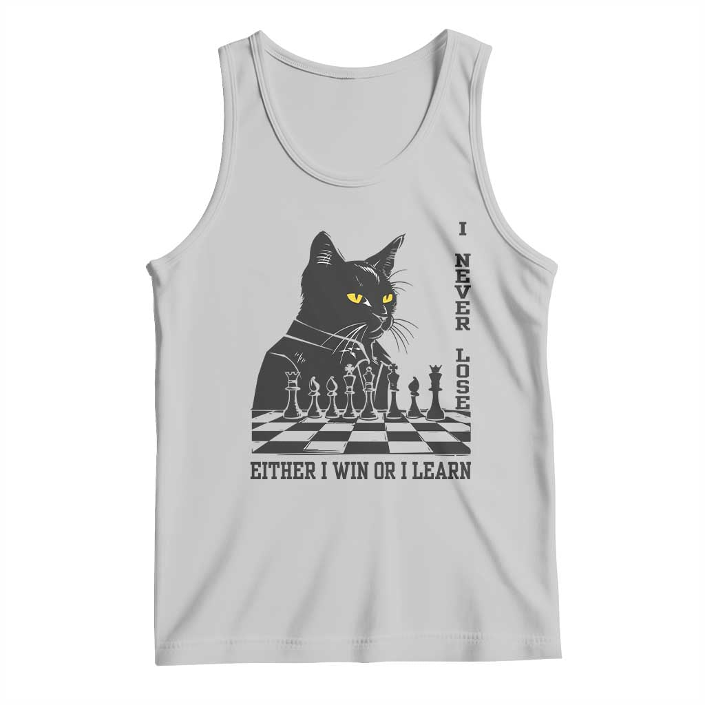 Chess Lover Tank Top I Never Lose Either I Win Or I Learn Elegant Cool Cat