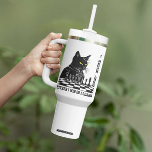 Chess Lover Tumbler With Handle I Never Lose Either I Win Or I Learn Elegant Cool Cat
