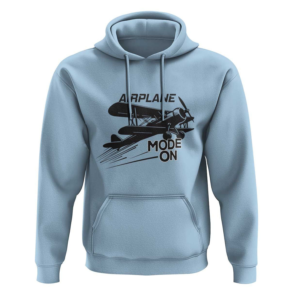 Funny Biplane Hoodie Airplane Mode On Flying Pilots TS11 Light Blue Print Your Wear