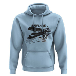 Funny Biplane Hoodie Airplane Mode On Flying Pilots TS11 Light Blue Print Your Wear