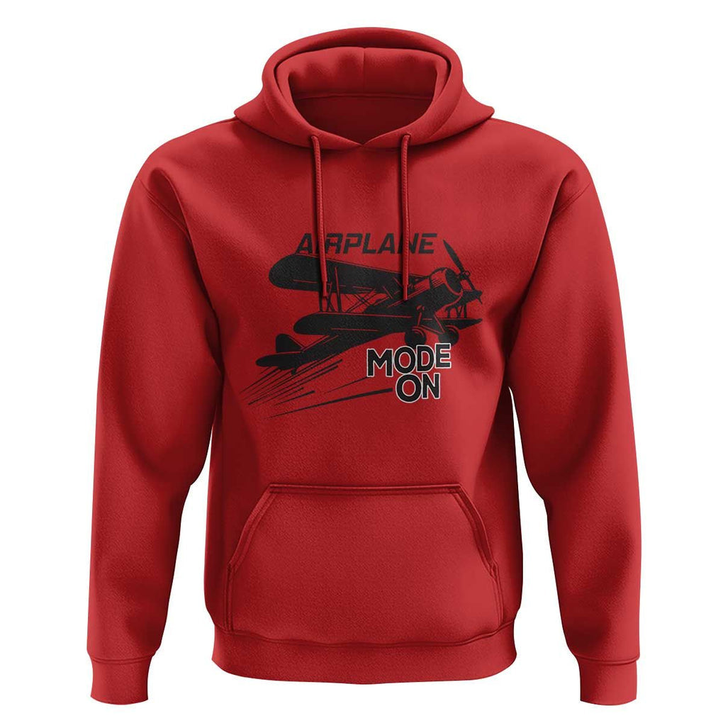 Funny Biplane Hoodie Airplane Mode On Flying Pilots TS11 Red Print Your Wear